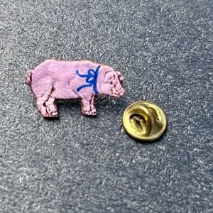 Tiny Leather Pig Lapel Pin 1 inch